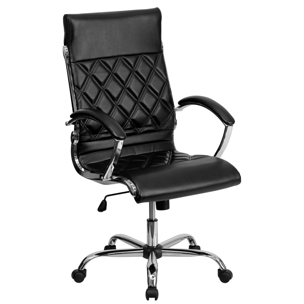 Black Leather Adjustable Swivel Office Chair T10990