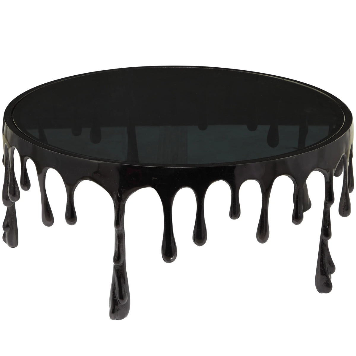 36" x 16" Black Aluminum Glass Top Coffee Table H863