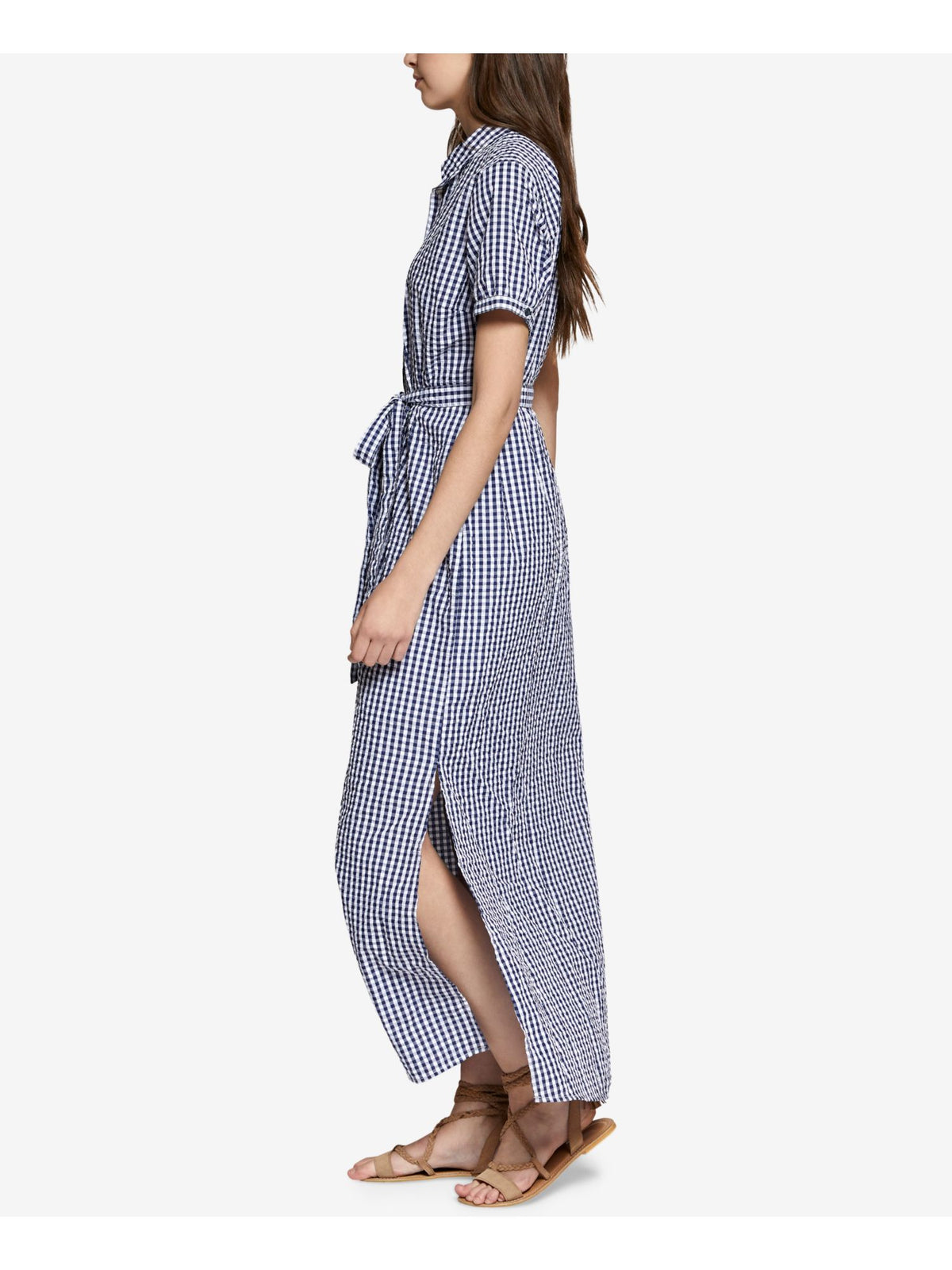 Blue Gingham Shirt Dress B2896