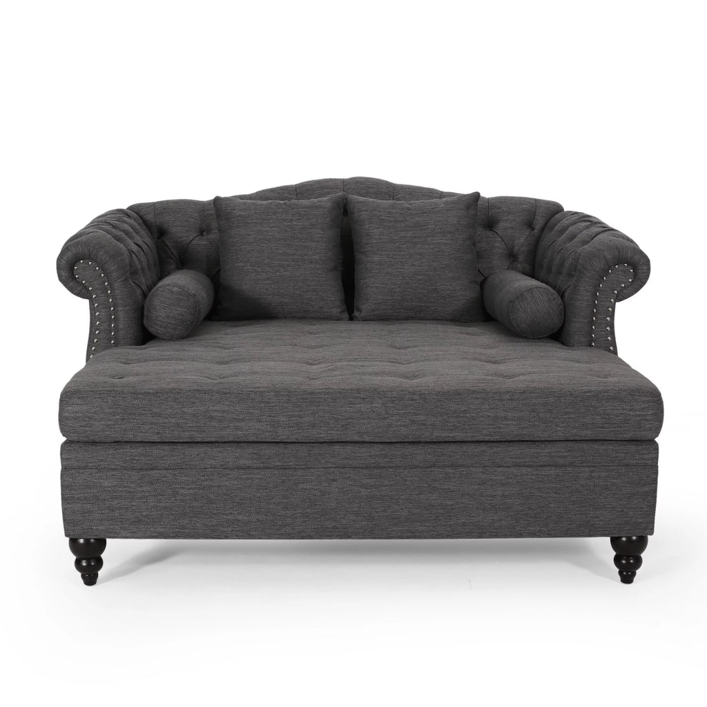 Dark Brown and Charcoal Tufted Chaise Lounge P6219