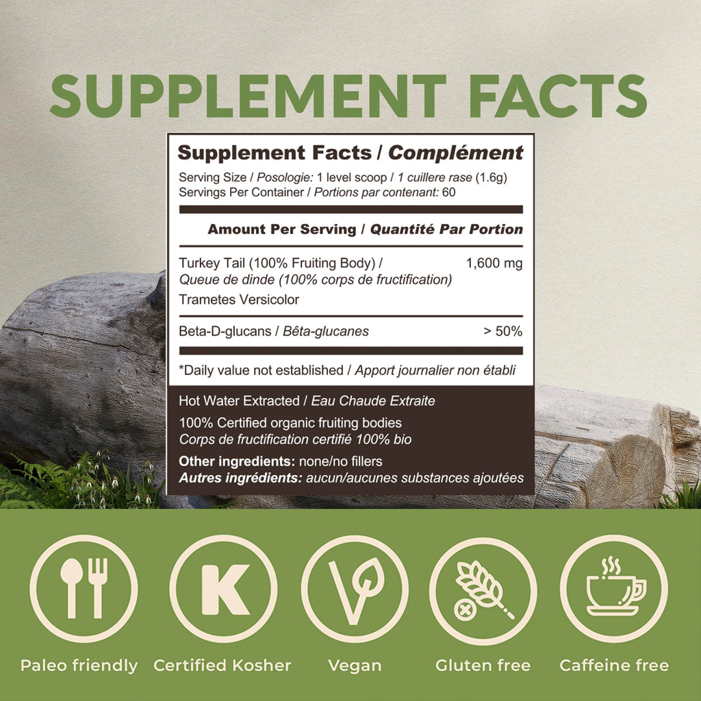 Organic Turkey Tail Mushroom Supplement Powder 3.5 oz M7491