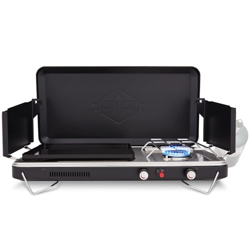 2-in-1 Gas Camping Stove and Griddle with Integrated Igniter J1231