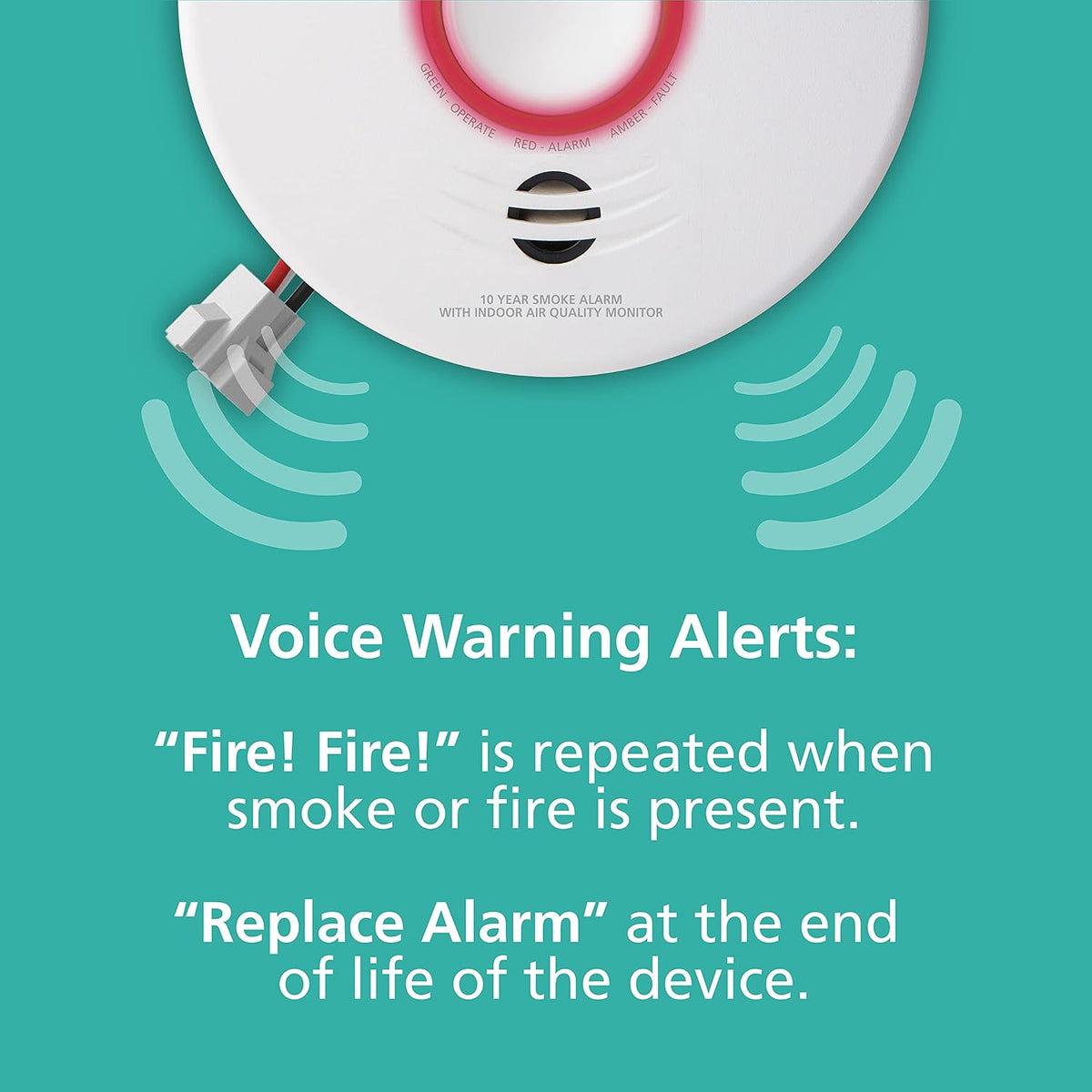 Smart Smoke Detector Indoor Air Quality Monitor WiFi Hardwired with Battery Backup Voice App Alerts 2 Pack Q364