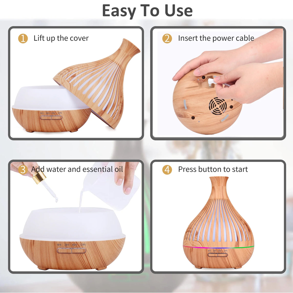 500ML Ultrasonic Diffuser with Remote Control & Timer D9570