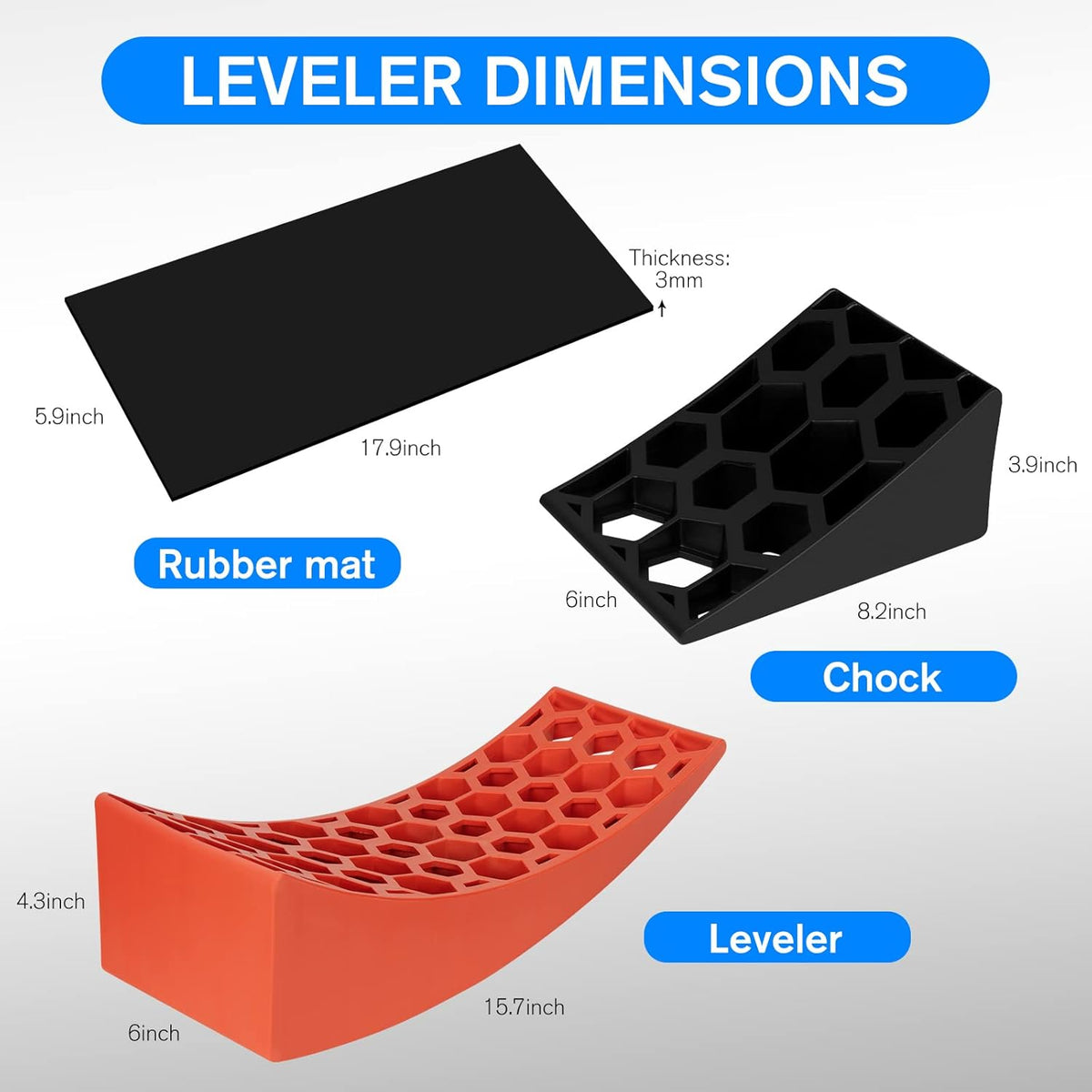 2 Packs Camper Levelers, RV Leveling Blocks Ramp Chock Kit, Curved Leveling Accessories with Anti-Slip Mats, Up to 35,000 lbs O919246