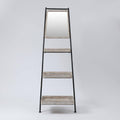 Metal and Wood Three-Tier Ladder Shelf Bookcase O675