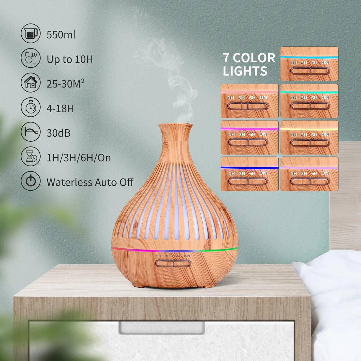 500ML Ultrasonic Diffuser with Remote Control & Timer D9570