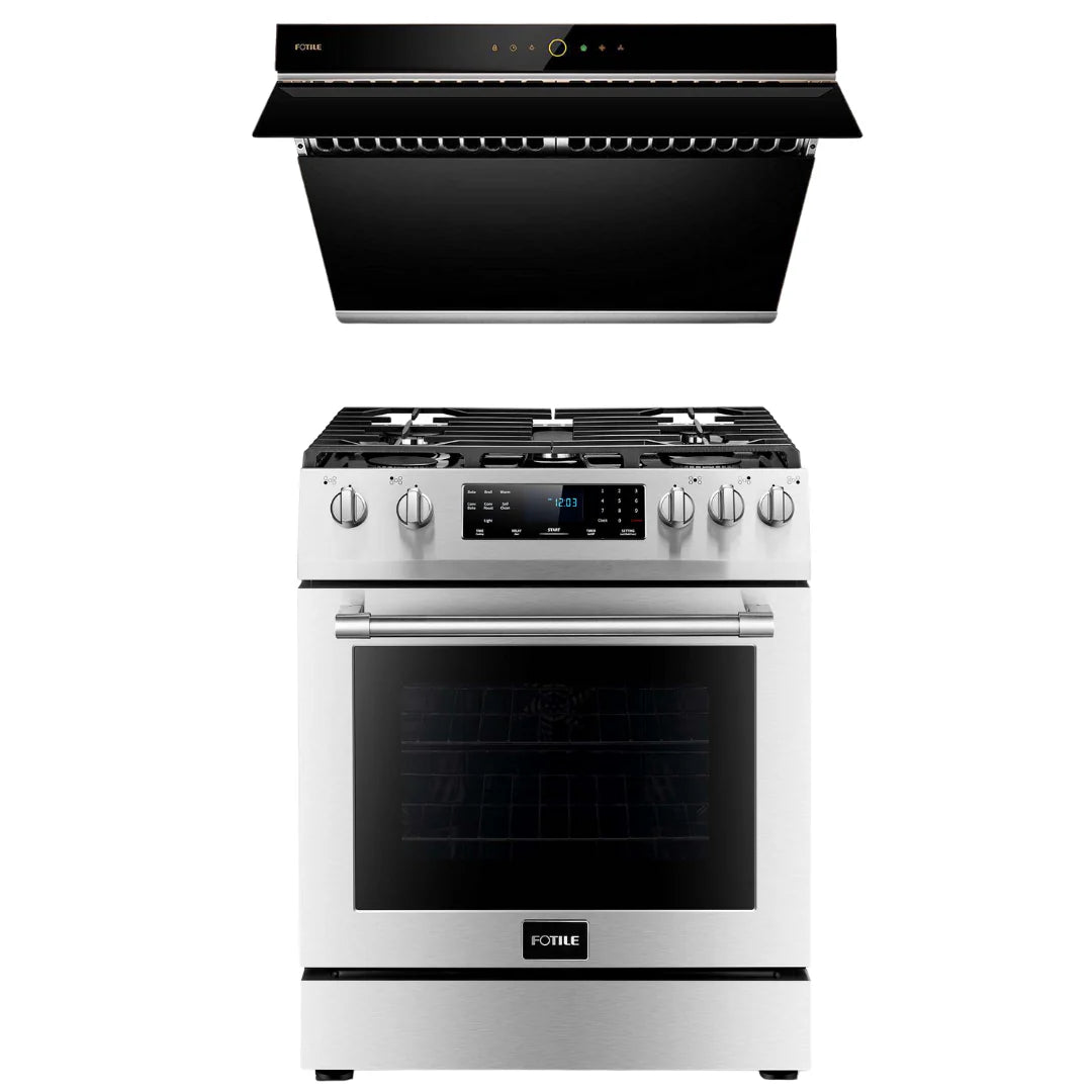 30 In. Gas Range and Black Range Hood O286531