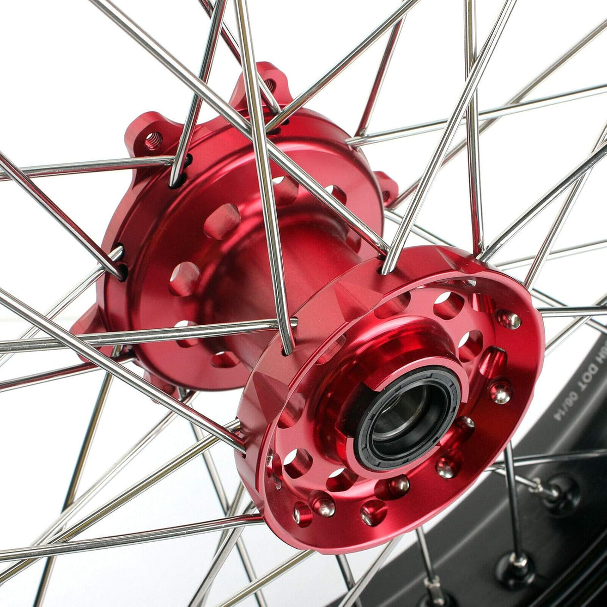 17 x 3.5 Supermoto Front Complete Wheel Set Rim Spokes Red Hub D841006