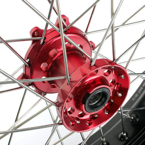 17 x 3.5 Supermoto Front Complete Wheel Set Rim Spokes Red Hub D841006