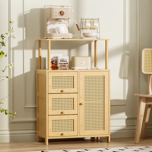 Bamboo Rattan Sideboard Cabinet with Adjustable Shelf K877