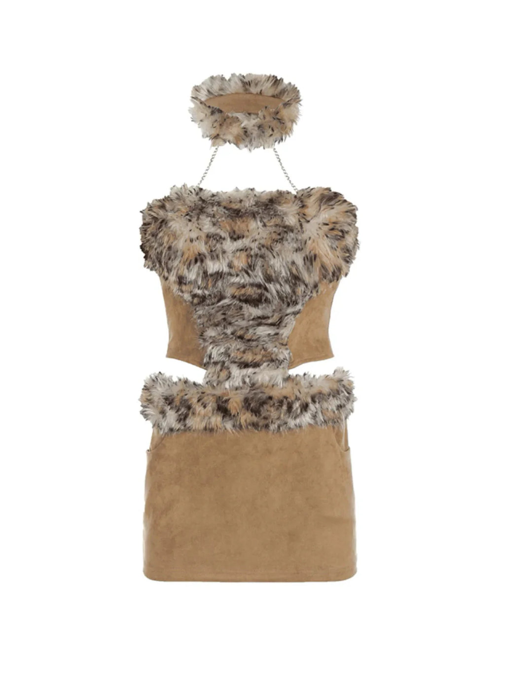 Suede Leopard Top + Skirt Set G190