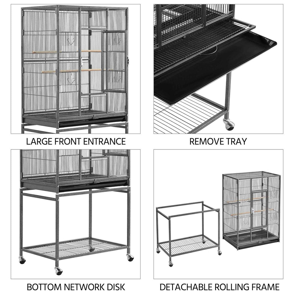 Metal Bird Cage with Rolling Detachable Stand S708
