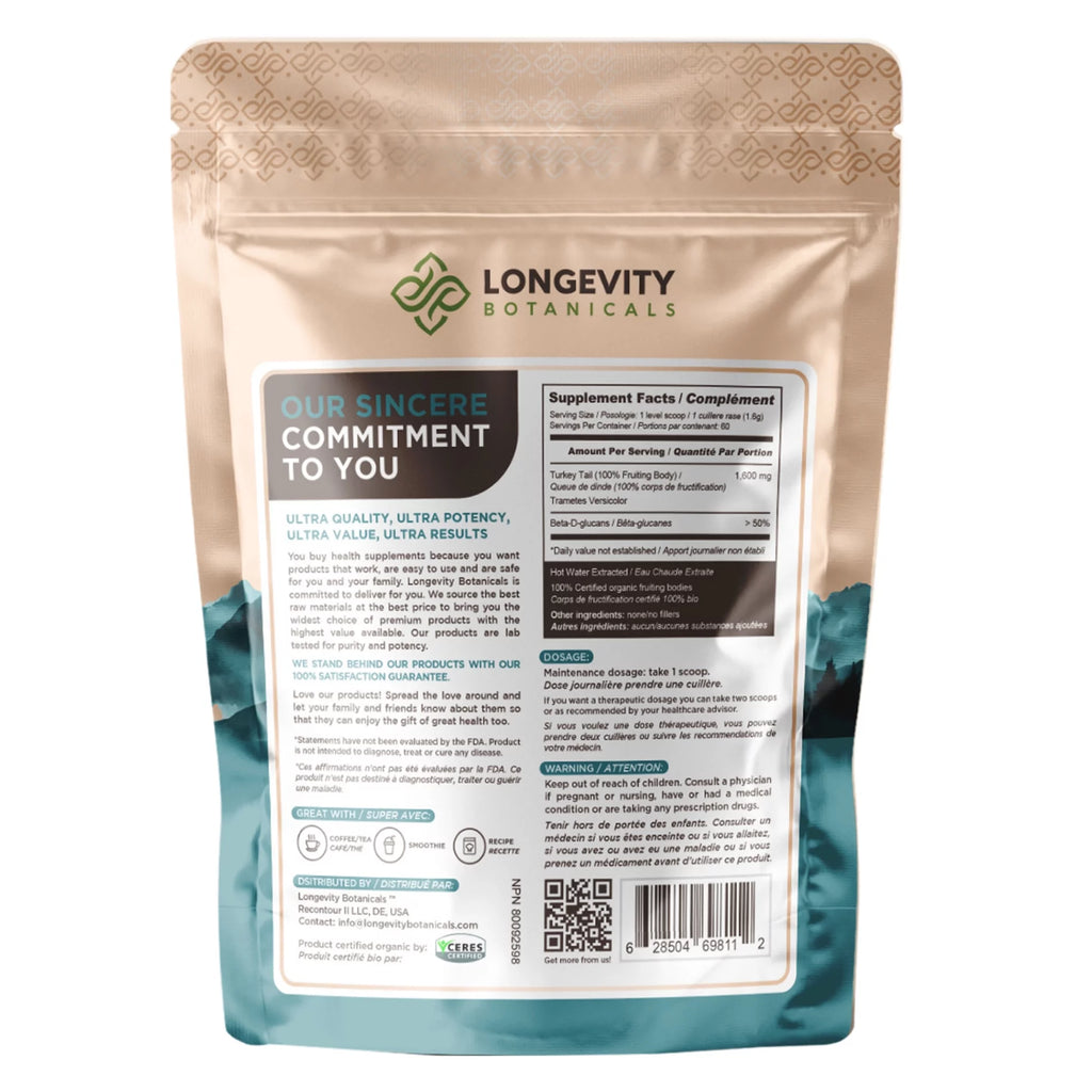 Organic Turkey Tail Mushroom Supplement Powder 3.5 oz M7491