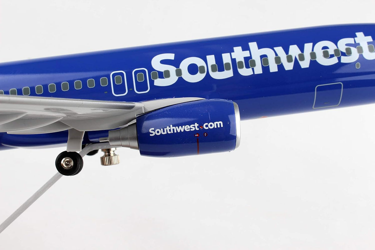 Blue 1/100 Scale Airplane Model with Wood Stand S675523