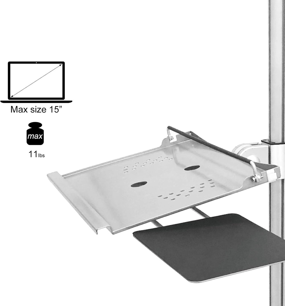 Aluminum Mobile Laptop Cart on Wheels, Height Adjustable Rolling Laptop Stand with Mouse Tray Z842743