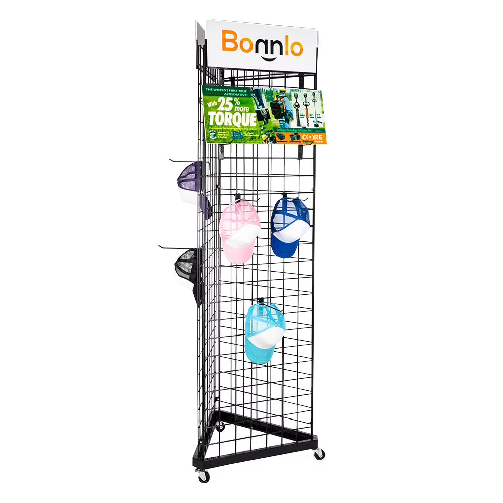 Triangle Wire Grid Panel Tower with Base and Casters Q3343