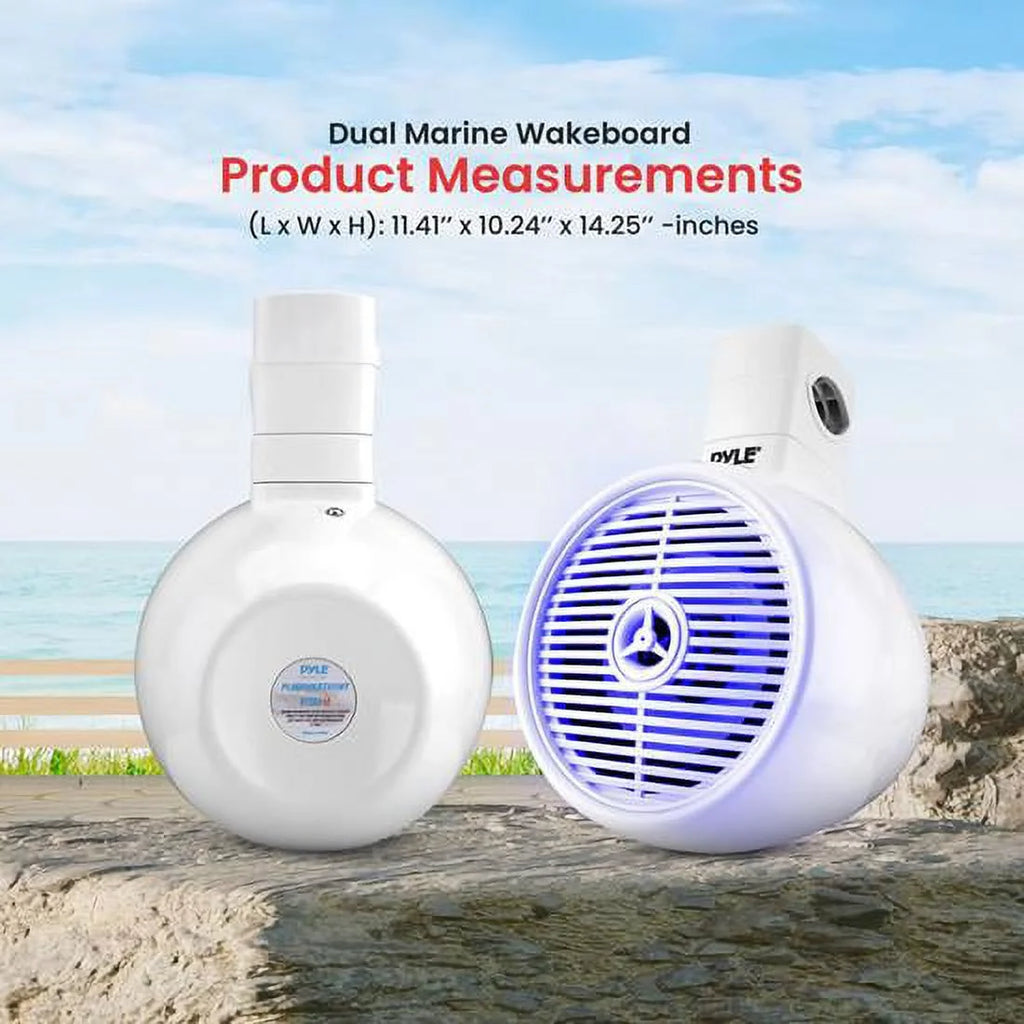 White 8” 300W 2-Way Marine Wakeboard Tower Speaker with LED Light and Brackets C204