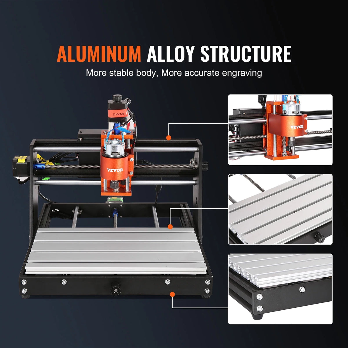 CNC Router Machine, 60W, 3 Axis, 11.8 x 7.87 x 2.36 in Working Area S5682