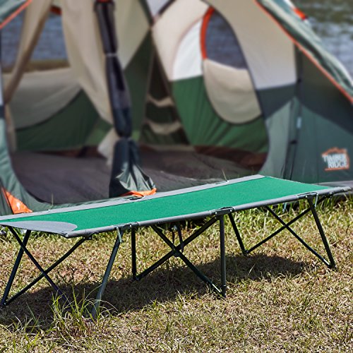 Green Folding Camping Cot with Carry Bag Y11421