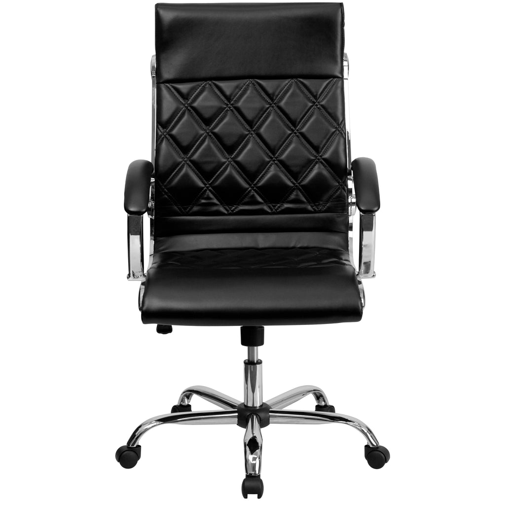 Black Leather Adjustable Swivel Office Chair T10990