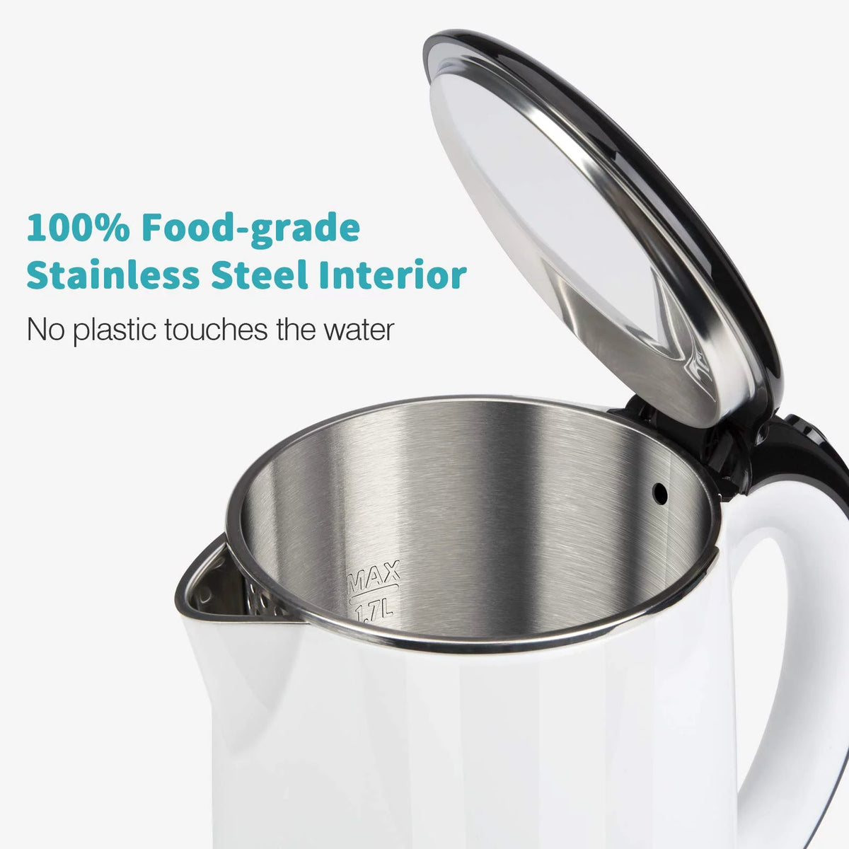 White Double Wall Electric Water Kettle 1.8 Quart T383898