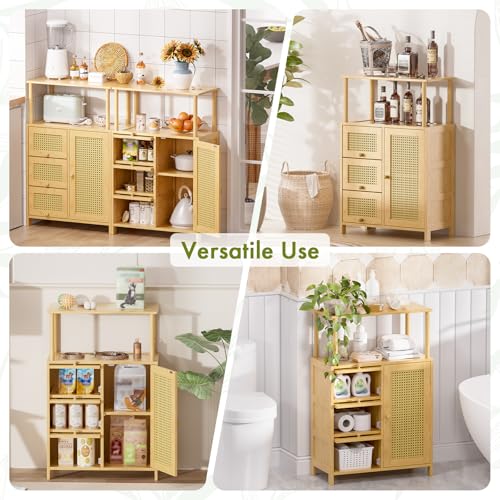 Bamboo Rattan Sideboard Cabinet with Adjustable Shelf K877
