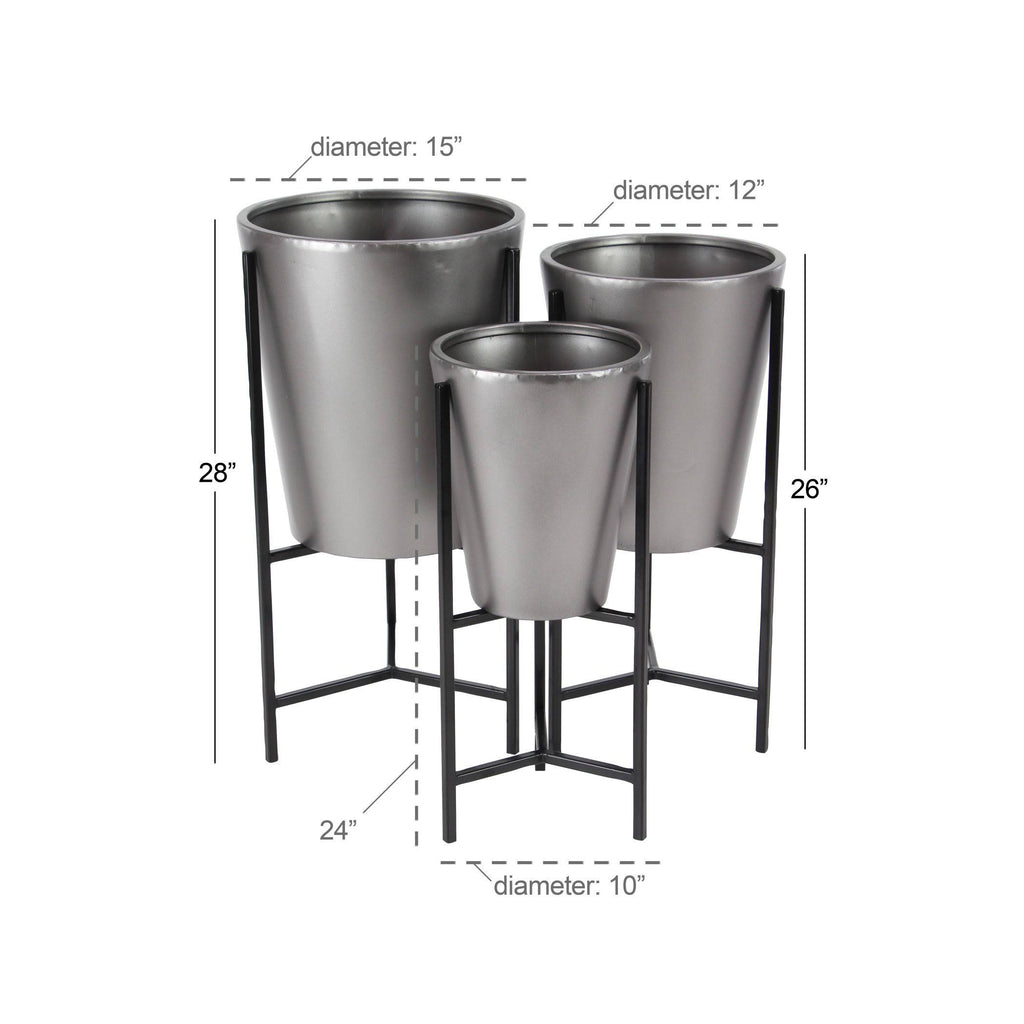 Iron Conical Planters with Stand Set of 3 N659660