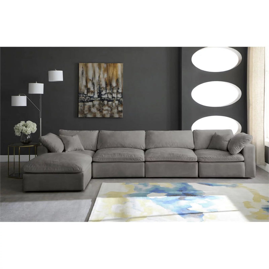 Gray Velvet Modular Sectional F5680