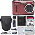 16 MP Digital Camera with 4X Optical Zoom and 2.7 LCD Screen (Red) + Black Case + 32GB SD Memory Card S742