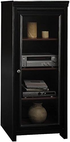 Antique Black Audio Cabinet with 2 Adjustable Shelves C586563