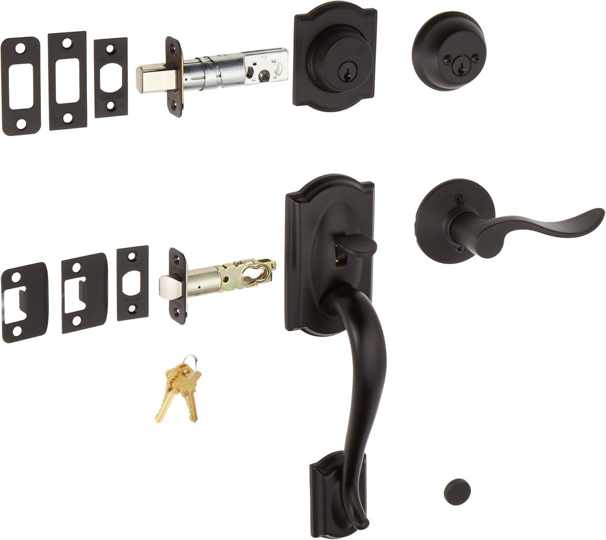 Matte Black Double Cylinder Handleset L465