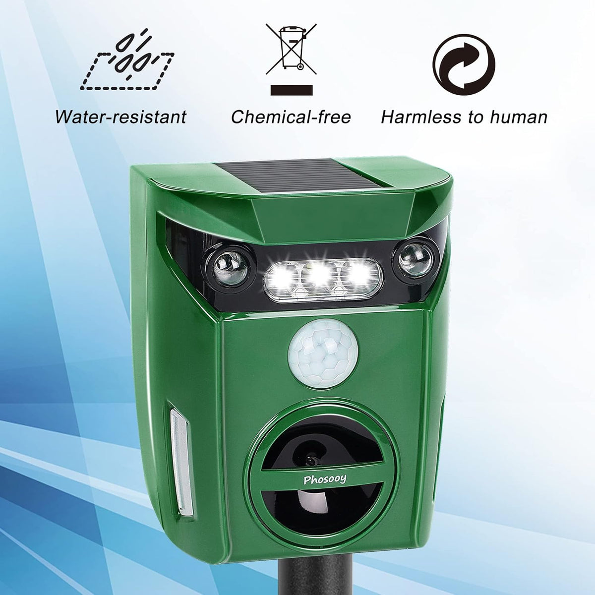 Ultrasonic Waterproof Solar Animal Repeller with Motion Sensor G916086