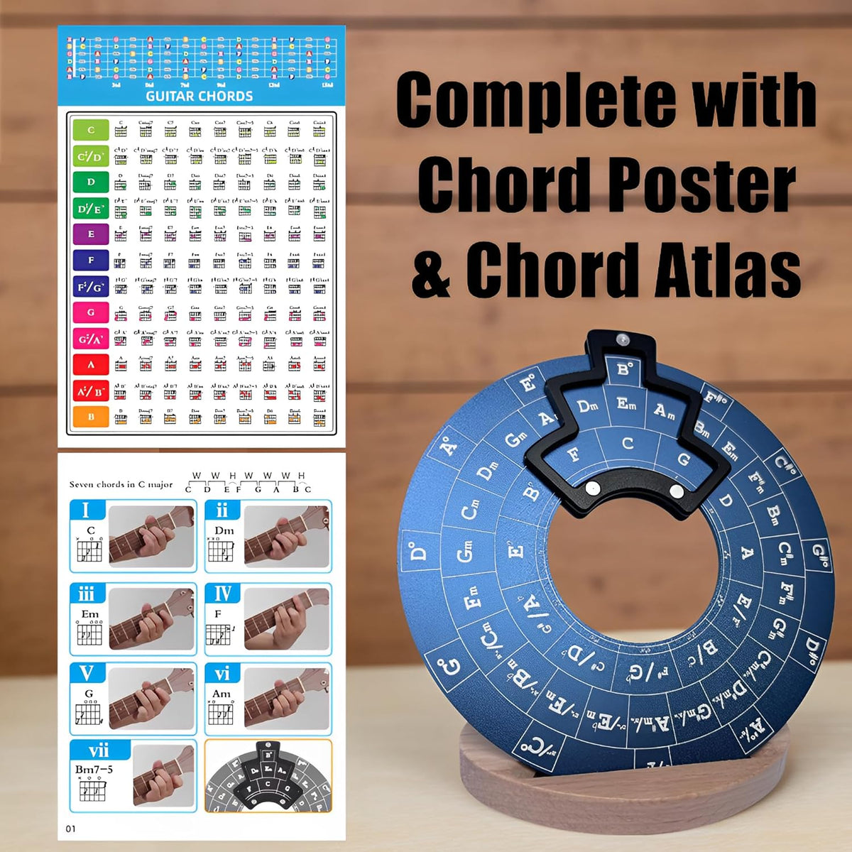 Metal Melody Tool with Guitar Chord Chart Music Theory Book and Wooden Stand H62487