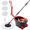 Stainless Steel 61" Spin Mop and Bucket with 3 Microfiber Mop Refills Z505