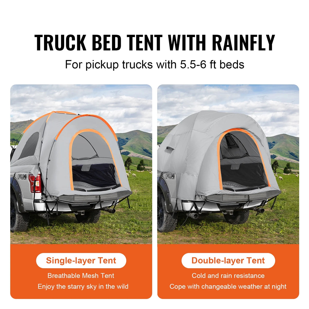 Waterproof SUV Camping Tent with Rainfly Carry Bag V376