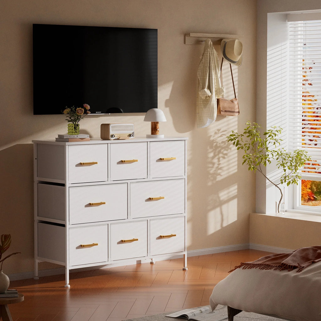 White 8 Drawer Fabric Dresser Storage Organizer M344800
