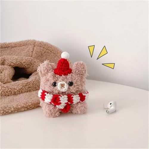 Cartoon Plush 3D Bear Pattern Earbuds Case U384215