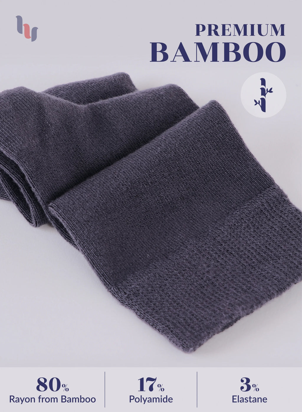 Charcoal Grey 4 Pairs Bamboo Knee High Socks Z368