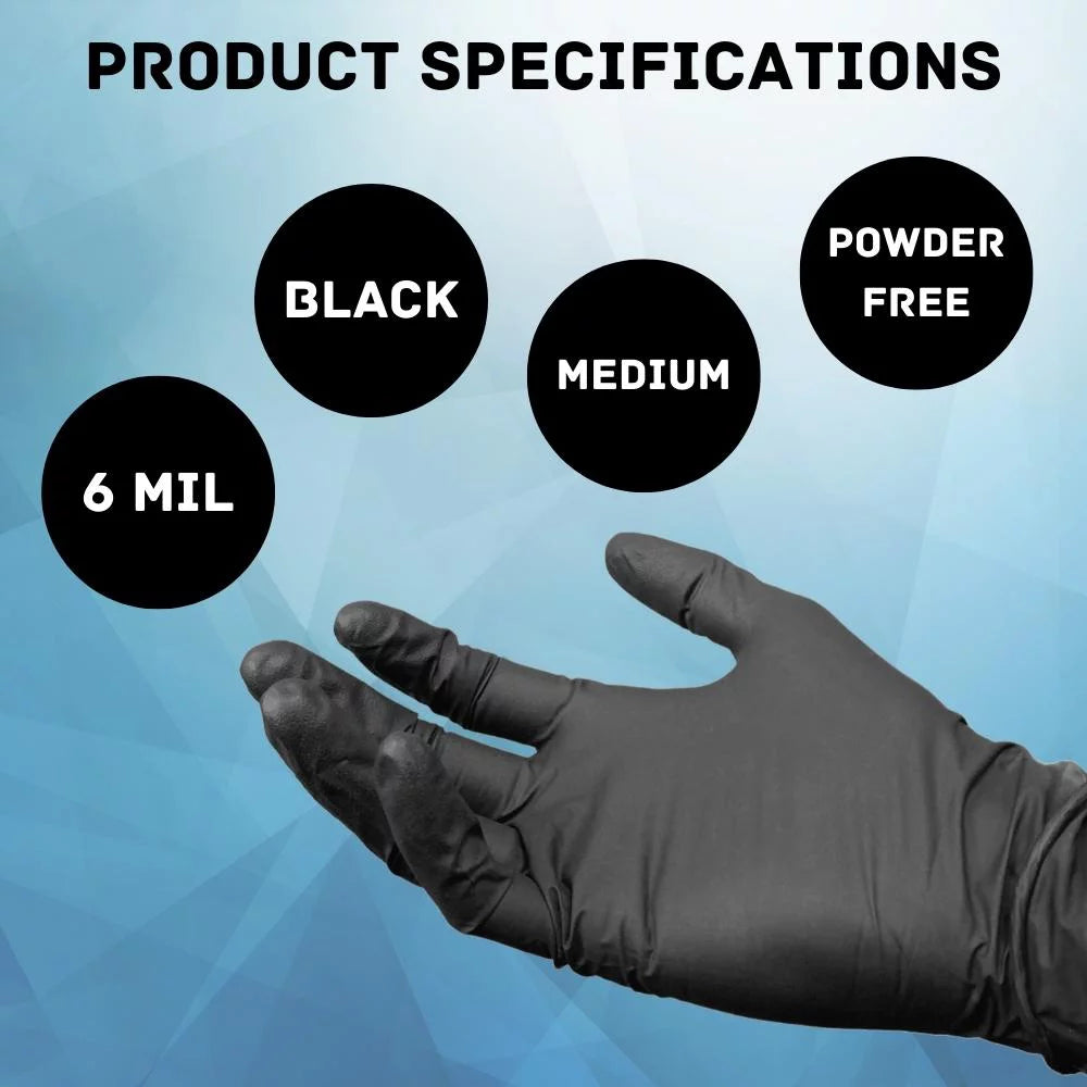 Black Nitrile Exam Gloves Medium 1000 Count U508002