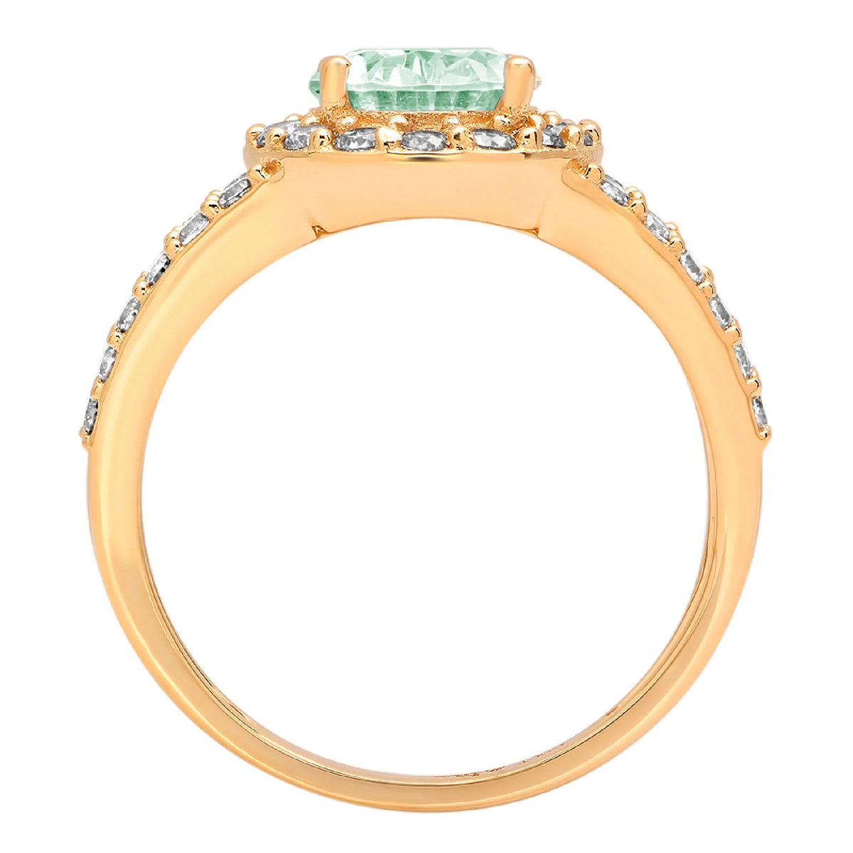 2.78ct Oval Cut Green Simulated Diamond 18k Yellow Gold Halo Ring Size 3.5 Q2299