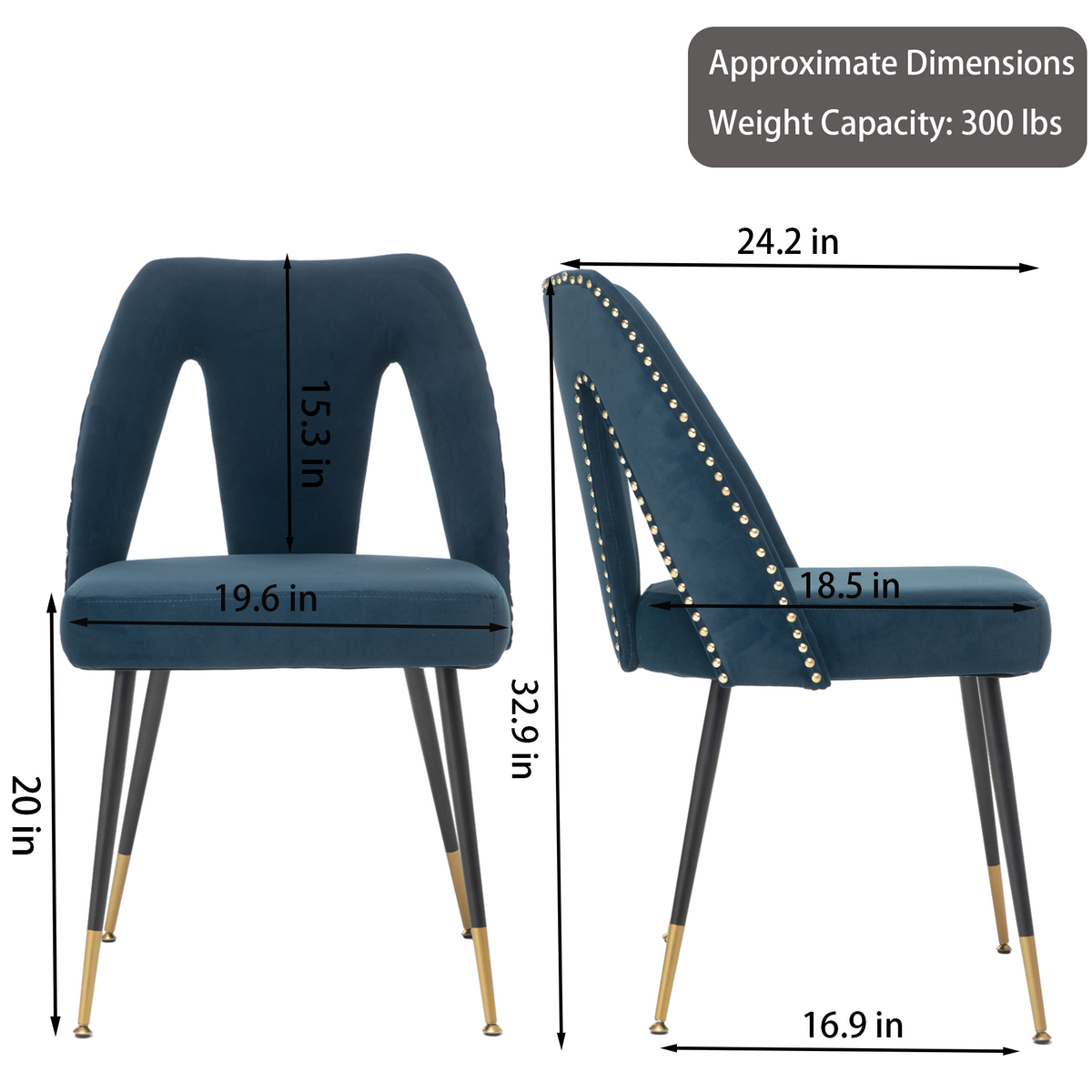 Velvet Upholstered Dining Chairs Set of 2 F914