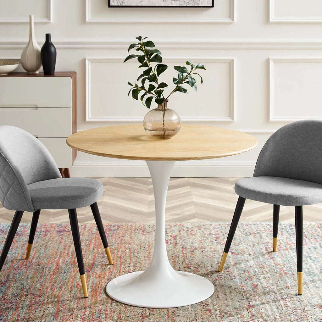 36 inch Round Natural Brown White Wood Metal Dining Table H2639