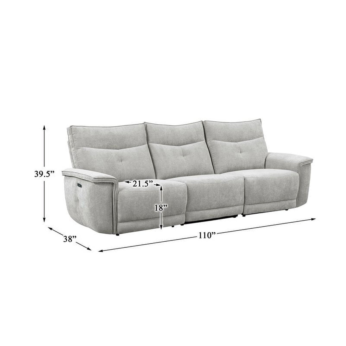 3-Piece Wood & Fabric Sofa in Mist Gray B604