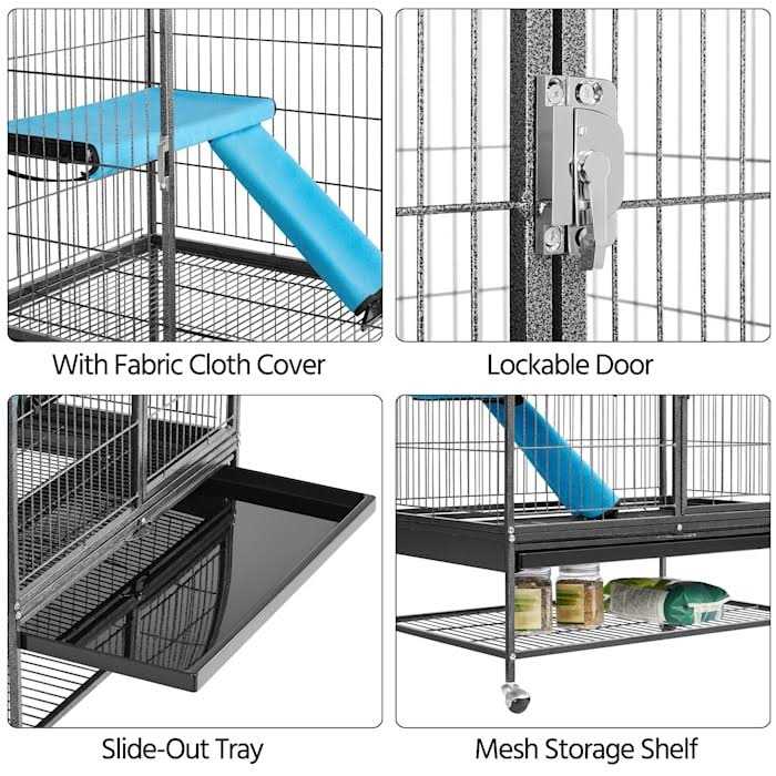 Hammered Black Rolling Metal Small Animal Cage with Removable Ramp U7367