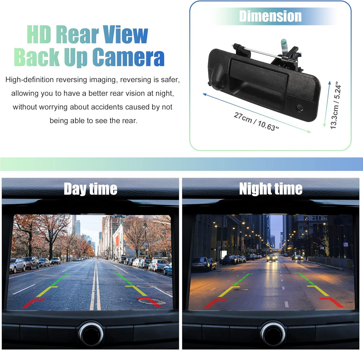 Tailgate Rear View Back Up Camera Set with Liftgate Handle for Toyota Tundra 2007-2013 Pack of 2 W2543