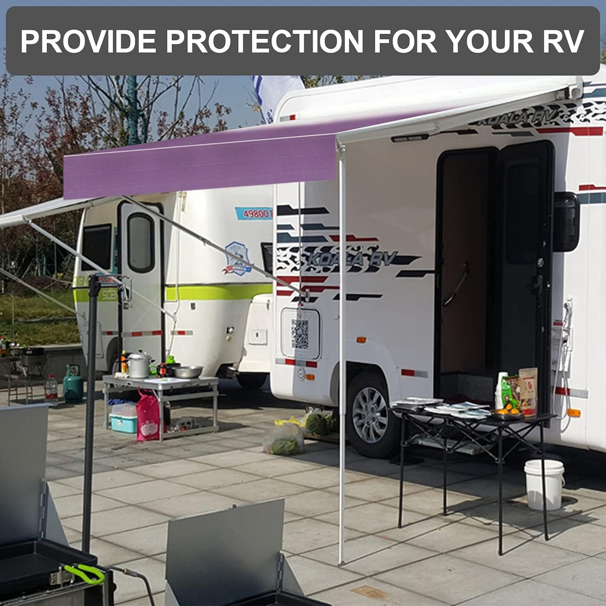 Waterproof Vinyl RV Awning Fabric Replacement Shade Screen - 15' P249354