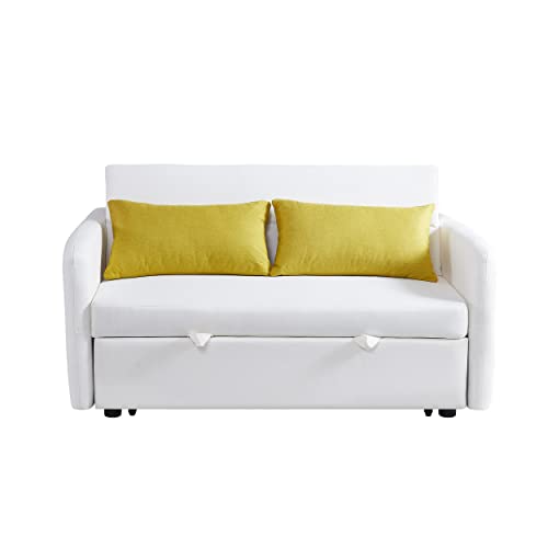 Velvet Tufted Twin XL Convertible Sleeper Couch Bed with Pillows N589