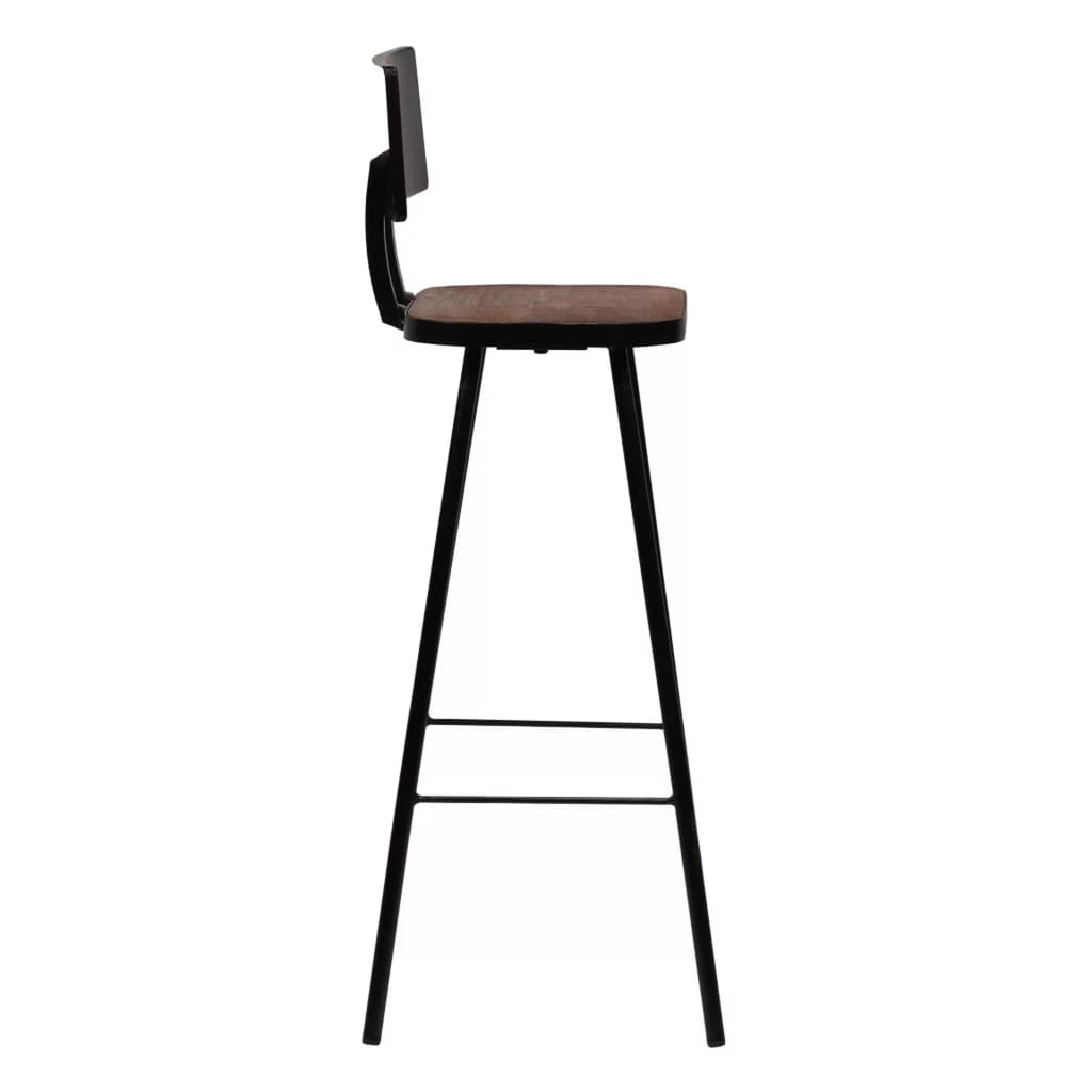 4 Piece Reclaimed Wood Bar Stools with Backrest Steel Frame F100