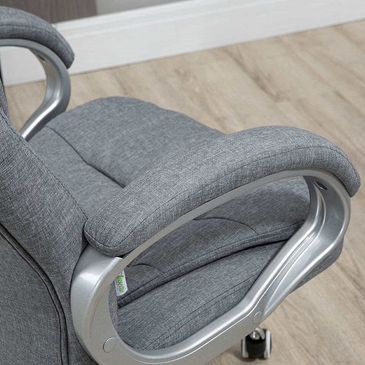 High Back Grey Upholstered Office Chair with Headrest and Armrest M6800